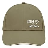 huuraa Cappy Mütze Bauer mit Herz Unisex Kappe Olive/Beige mit Motiv für die tollsten Menschen Geschenk Idee für Freunde und Familie