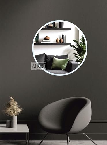 Image of Ali.G.I - Vanity Round Wall Mirror with Bright White Frame in 20 Inch Size / / White Framed 20 inch Round Wall Mirror for Bathroom, Bedroom, Living Room, Office, Entryways, Hotel, Restaurant