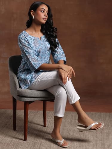 Image of Libas Printed Cotton Straight Kurti for Women
