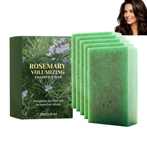 AJOG Rosemary Volumizing Shampoo Bar and Conditioner Bar - Deep Cleansing Shampoo for Buildup & Thinning Hair, Sulfate-Free Solid Shampoo Bar for All Hair Types, 3 Oz (100g) (5PCS)