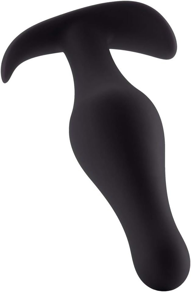 Angled view of the SHOTS Toys Plug with Handle Medium Black