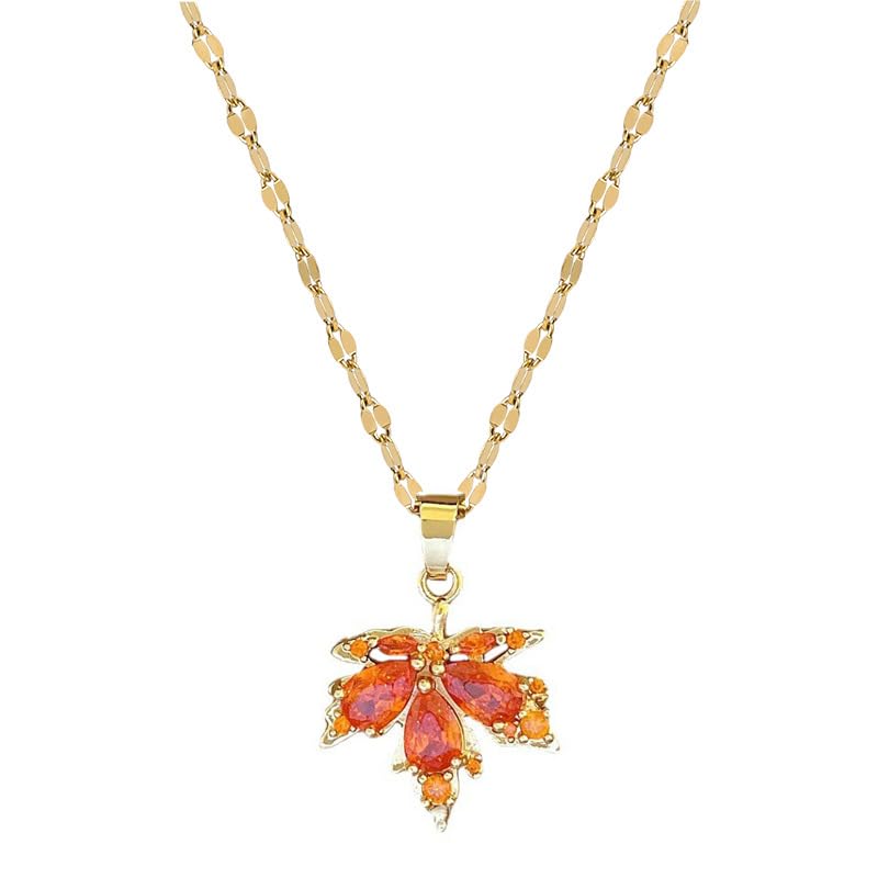 Dainty Maple Leaf Pendant Necklace for Women - Simple and Elegant Crystal Chain with Rhinestone Maple Leaf Pendant Necklace ,Perfect Fall Jewelry Gift for Wedding, Prom, Thanksgiving and Autumn
