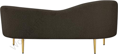 Image of Rosewood Luxury Curved Sofa in Premium Boucle Fabric | Solid Wood Structure | High Density Foam | Sturdy Golden Legs | Comfortable & Stylish Couch for Modern Living Room (Brown, 2 Seater)