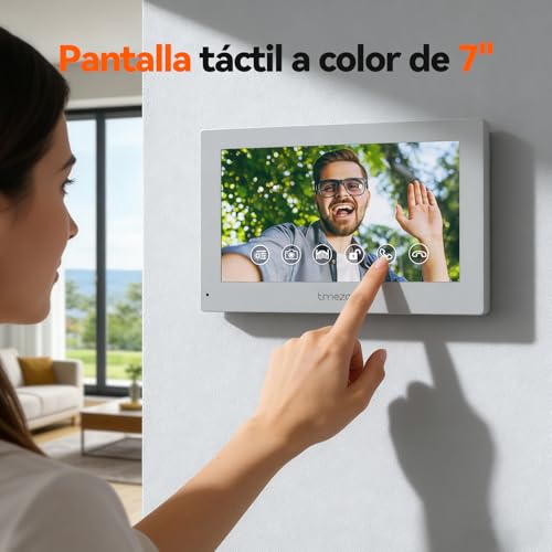 Miniatura 2 de Tmezon Videoportero Wifi 2 Hilos, Video Portero Automático 1080p, 7 Pantalla Táctil A Color, Visión Nocturna, Apertura Por App Y Tarjeta, Detección De Movimiento, Grabación Y Reproducción,Impermeable