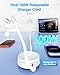 100W USB-C and Lightning Cable 2-in-1 Desk Organizer Retractable Multi USB Charger Cable Mountable 360°Retractable iPhone Fast Charging Cord for iPhone 16 15 14 13 12 11, Samsung, Android for CarPlay