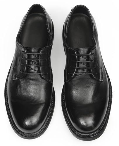 Santimon Men’s Genuine Horse Leather Oxford Dress Shoes – Handcrafted Goodyear-Welt Plain-Toe Derby, Fashion Business-Casual & Formal Wedding Breathable Lining Shoes3