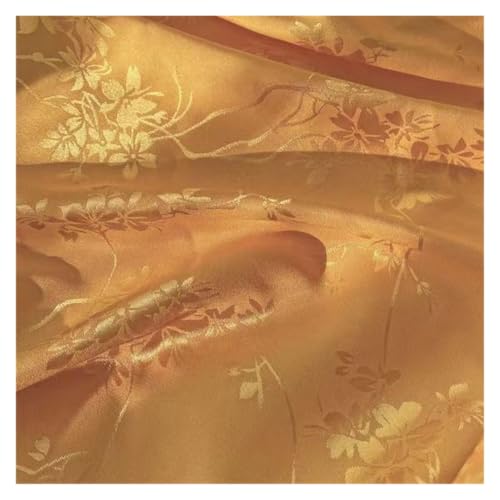 Tissu en satin de haute qualité respirant style chinois à motifs de fleurs pour robe haut de gamme