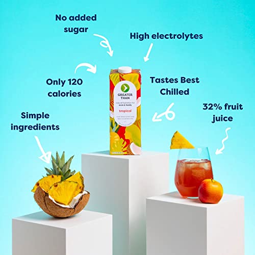 Greater Than Vegan Breastfeeding Support & Breast Milk Supply Aid, Organic Postpartum Nursing Supplement With No Sugar Added, Gluten Free & Keto All Natural, Coconut Water Electrolyte Drink, Tropical (6 Pack) #TOP2