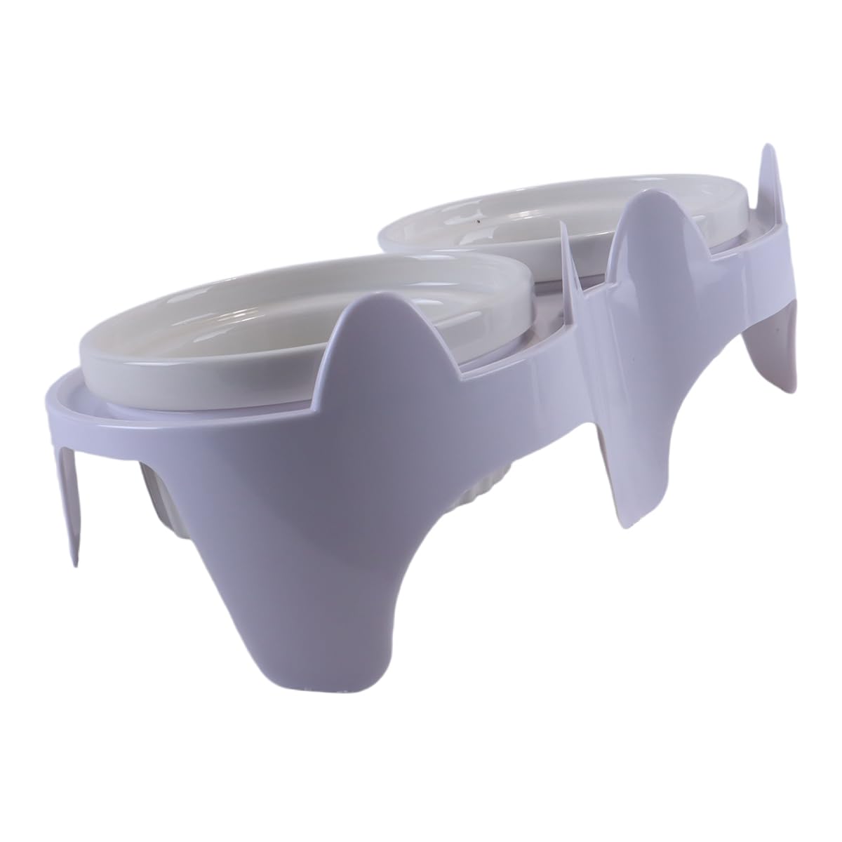 SYLEN Set di ciotole per gatti in ceramica con supporto, 2 piatti in ceramica rialzati per cibo e acqua, alimentazione confortevole per gatti e cuccioli (bianco)