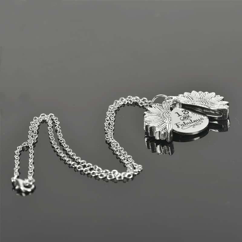 YALLNASL 13th Birthday Gift Necklace for Girls 13 and Fabulous Sunflower Necklaces for Teen Girls 13 Year Old Girl Birthday Gifts for Daughter 13 Years Old Girl Birthday Gift Ideas3