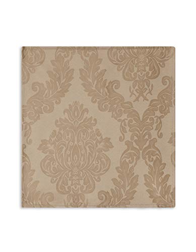 Newbridge Barcelona Luxury Damask Fabric Napkin Set, 100% Polyester, No Iron, Soil Resistant Party, Banquet And Holiday Napkins, Set Of 4 Fabric Napkins, Golden Beige #TOP1