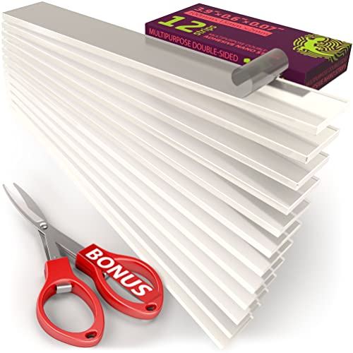Adhesive Strips Double Sided - Transparent Hanging Strips Heavy Duty - Sticky Strips Removable - Double Sided Mounting Tape Strips - Picture Hangers Without Nails - Use as Poster Tape, Rug Carpet Tape