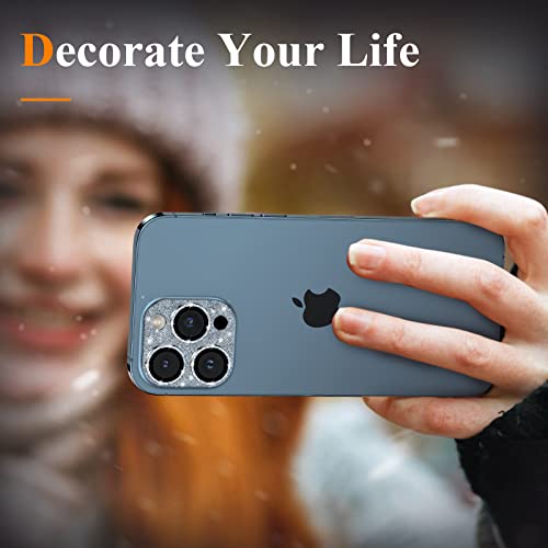 Image of YWXTW for iPhone 13 Pro /iPhone 13 Pro Max Camera Lens Protector, [4TH Gen New Bling Design] Glitter Shiny Diamond Metal Ring Tempered Glass Back Camera Screen Protector Lens Cover
