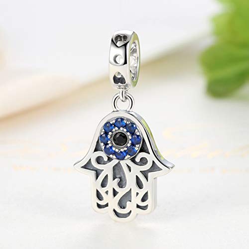 Image of Big Eye Charm 925 Sterling Silver Blue Evil Eye Charm Fit Pandora Style Bracelet (Light Blue & Blue)