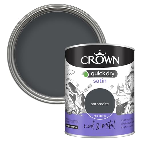 Crown WOOD & METAL Anthracite Grey Paint Satin - Doors & Furniture 750ml
