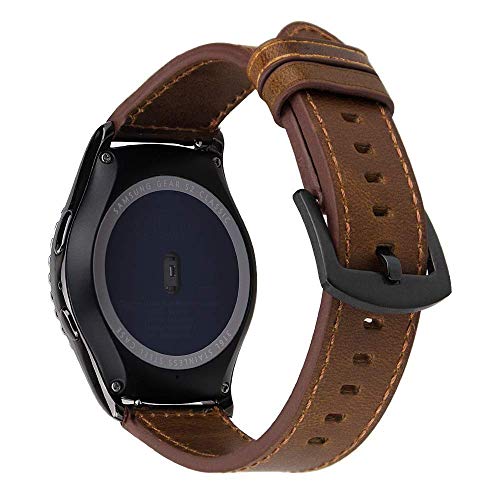 Ibazal 20Mm Galaxy Watch 42Mm Band Genuine Leather Replacement Strap For Samsung Galaxy Watch 5 40Mm 44Mm/5 Pro 45Mm/4/4 Classic 42Mm 46Mm/Galaxy 3 41Mm/Galaxy Active/Active2 Men Women - Brown #TOP1