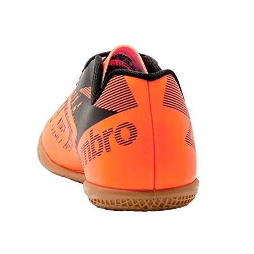 Chuteira Futsal Umbro Vibe Jr 0F82045 Infantil – Preto, Coral e Prata 34