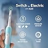 Oral-B Pro 1 Electric Toothbrushes Adults, Oral B Electric Toothbrush, With 3D Cleaning, 1 Toothbrush Head, Gum Pressure Control, 2 Pin UK Plug, Blue, Travel Electric Toothbrush