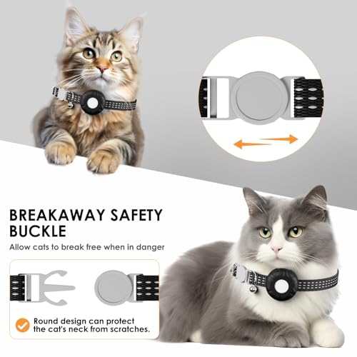 Image of Cat Tracker, Waterproof Pet Tracker for Cats, Cat Tracker Collar with Safety Elastic Buckle,GPS Tracker Compatible with Apple Find My App (Only iOS), No Monthly Fee, Blue-423210
