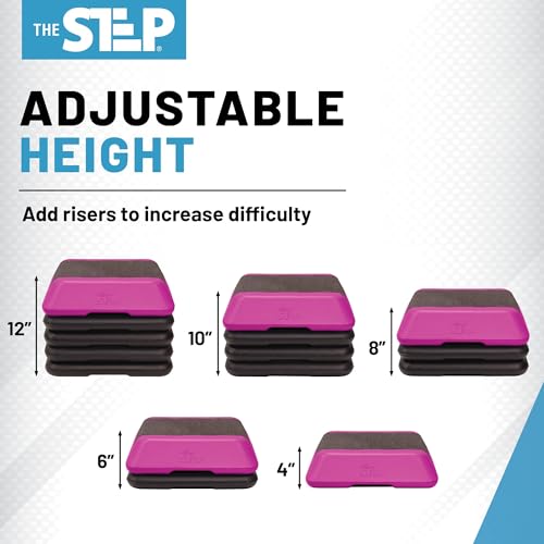 Image of The Step Adjustable High Step Aerobic Platform with 4 Risers, Home Gym Workout Equipment, Fitness Exercise Equipment Made in the USA