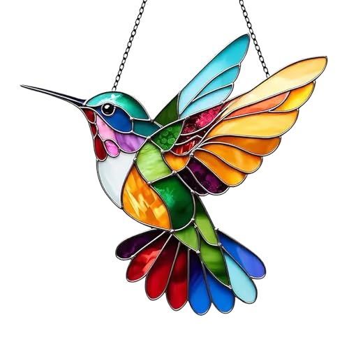 Hshenjhu Sonnenfänger, Farbiger Sonnenfänger aus Acryl, Lichtfänger für Kolibri, Fensterdeko Hängend, Acryl Kolibri Anhänger, für Fenster, Terrasse, Wand, Haus, Büros und Garten