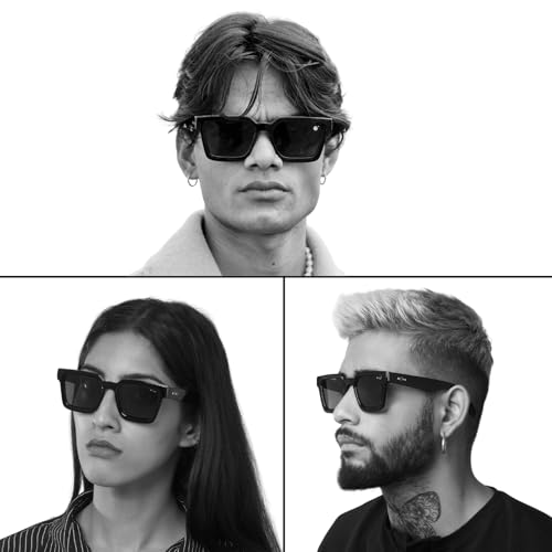 Image of MOONX Classic black UV Protected Wayfarer Sunglasses for Men & Women | Black Frame & Lens | Stylish Unisex Eyewear for Driving, Travel & Casual outings