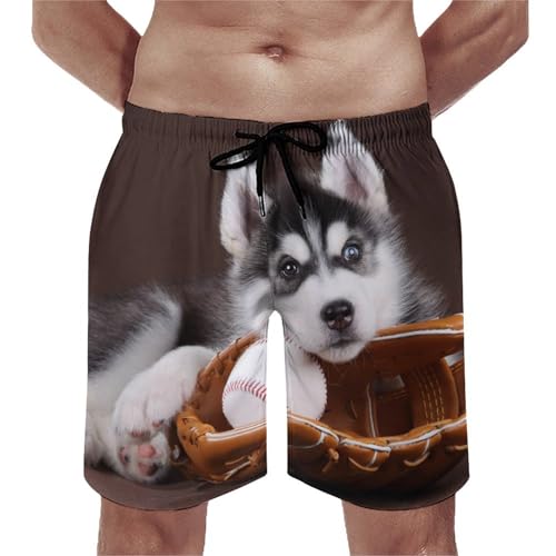 Swim shorts homme imprimé chiot pour les vacances et activités de plage