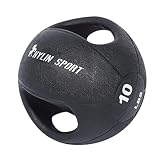[Empuñaduras dobles]: Las empuñaduras dobles con textura antideslizante permiten a los usuarios sujetar esta pelota de fitness con firmeza, proporcionando un entrenamiento fuerte y cómodo. Una válvula de aire de alta calidad evita completamente las fugas de aire, maximiza la seguridad y extiende la vida útil de la bola.