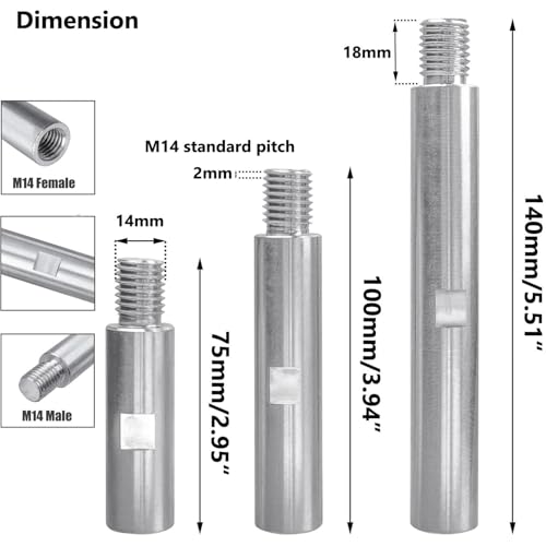 Eje de extensión para pulidora y amoladora angular en kit de acero resistente 2