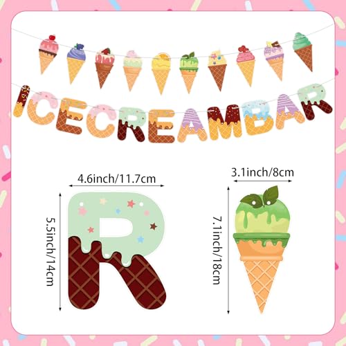 Image of Ice Cream Party Decorations Ice Cream Bar Banner Colorful Garland Photo Prop Summer Sweet Shop Birthday Party Baby Shower Wedding Decorations for Girls Kids Dessert Table Supplies