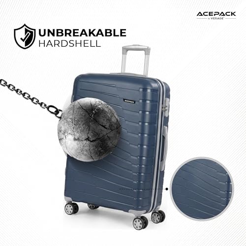 Image of ACEPACK by Verage - STARLINK Unbreakable Hard Side Polypropylene Luggage Large Check in 103L | Lightweight Suitcase Set with 360 Silent Spinner Wheels, Number Lock,Telescopic Handle & 3 Year Warranty