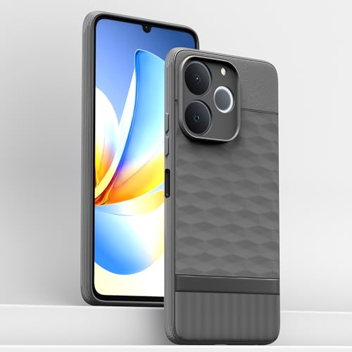 Image of Pikkme Back Cover for Realme C71 Camera Protection 3D Hexa Cube Design Silicone Protective Bumper Case (Grey)