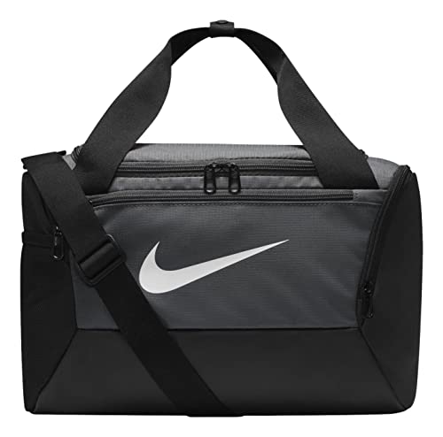 Nike Bolsa esportiva Brasilia PP - 9.0, Ferro cinza/preto/branco, X-Small, Nike Bolsa esportiva Brasília X-pequena - 9.0