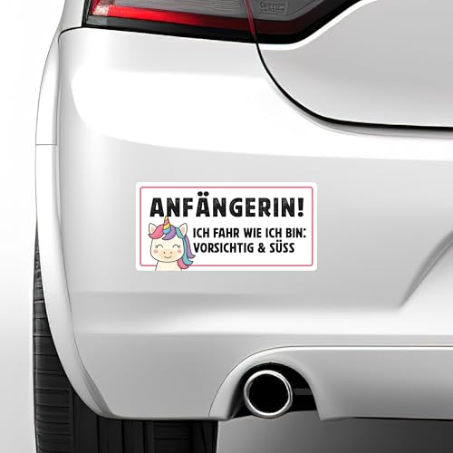 P010 Anfänger Aufkleber 3er Set – Auswahl: Anfänger oder Anfängerin – Lustige Autoaufkleber für Fahranfänger – wetterfest – PrintAttack – je 17x8,5 cm (Variante 1 Anfängerin)