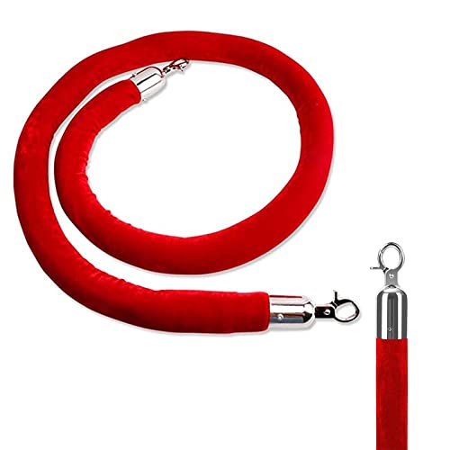 Corde de barrière rouge pour poteau de guidage de 90 cm avec crochets métalliques robustes