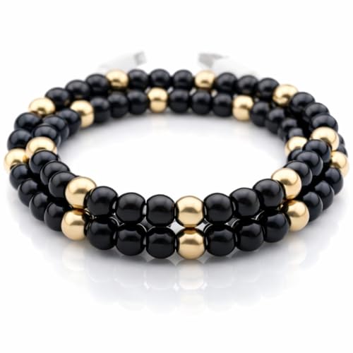 Image of Stylish Beaded Phone Charger Cable Colors USB Charging Cord for Smartphones (2-1 to USB C, Black & Gold, 6.6ft)