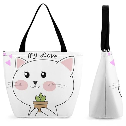 Sac shopping chatons blancs pour femme grand format voyage