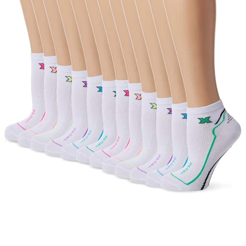 Calcetines de entrenamiento para mujer FM London (paquete de 12) | Calcetines deportivos blancos transpirables para mantenerte fresca | Calcetines para mujer con rayas para uso casual y deportivo