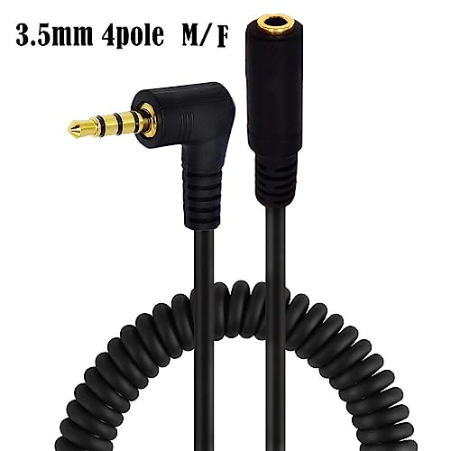 Cable de Audio Estéreo Enrollable 3.5mm Ángulo 90° M/F TRRS miniatura 3