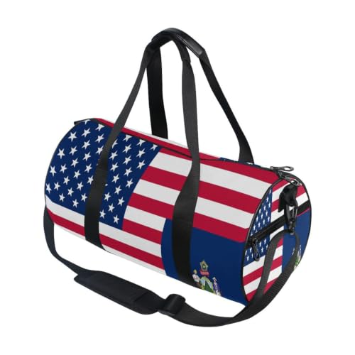 Bolsa de viaje unisex de lona con diseño de la bandera de Maine