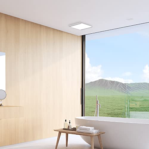 Image of Homewerks 7146-80-MS Bathroom Fan Integrated Dimmable LED Light Humidity Sensor Exhaust Ventilation 1.5 Sones 80 CFM, Smart Motion White