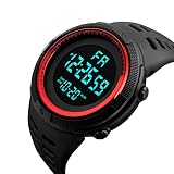Reloj deportivo de moda con fecha, reloj multifunción con calendario, alarma, pantalla unisex, reloj deportivo automático, rosso, One Size