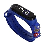 Digital Waterproof Stylish Wrist Smart Watch LED Band for Kids, Birthday Gift, Toys, Colorful Cartoon Character Super Hero for Boys & Girls Age 2 to 12 Years Multicolor (Blue)