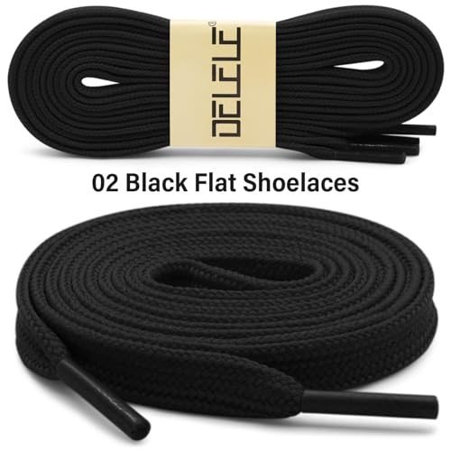 Image of DELELE Solid Flat Shoelaces Hollow Thick Athletic Shoe Laces Strings 2 Pair