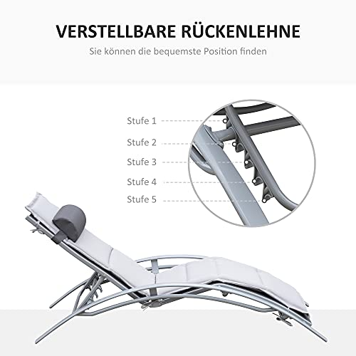 Outsunny Sonnenliege Gartenliege Gartenstuhl Relaxsessel Liegestuhl Aluminium, grau - 5