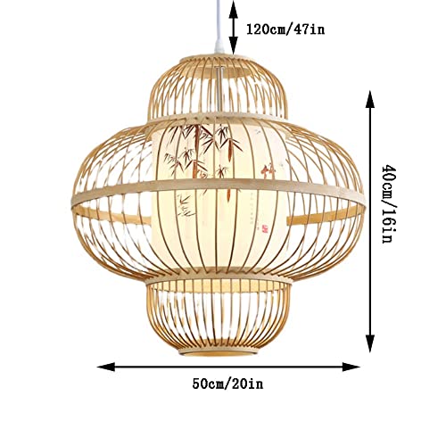 Éclairage suspendu plafond bambou E27 hauteur réglable pour salon moderne