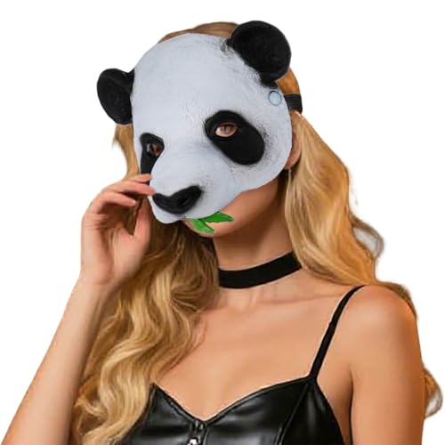 Máscara de panda, disfraz de Halloween, disfraz de animal, carnaval, fiesta, accesorio decorativo (blanco, talla única)