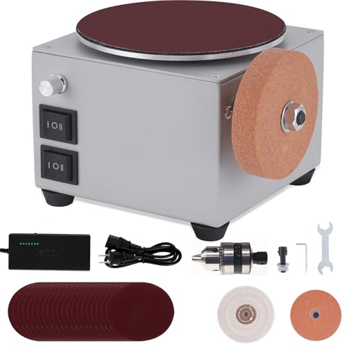 MXBAOHENG ディスク研磨機 電動 小型 卓上ミニグラインダー 正逆回転 0-6000rpm速度調整 家庭用 DIY 木材 金属 包丁研磨 刃研ぎ 電動研ぎ器 砥石研削 リューター​作業