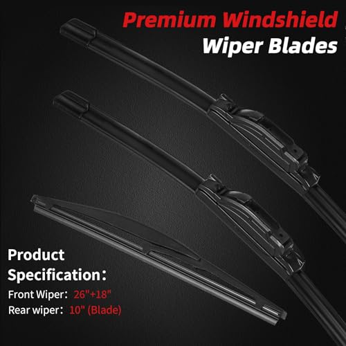 OTUAYAUTO Premium Windshield Wiper Blades - Replacement for Honda HRV HR-V 2016-2022, All-Weather Performance, Front and Rear Wiper Blades, U Hook - 26