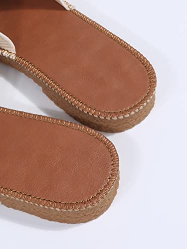 Oyoangle Women'S Bow Knot Pu Leather Open Toe Flat Sandals Summer Slip On Slide Sandal Beige Cn37 thumb #4